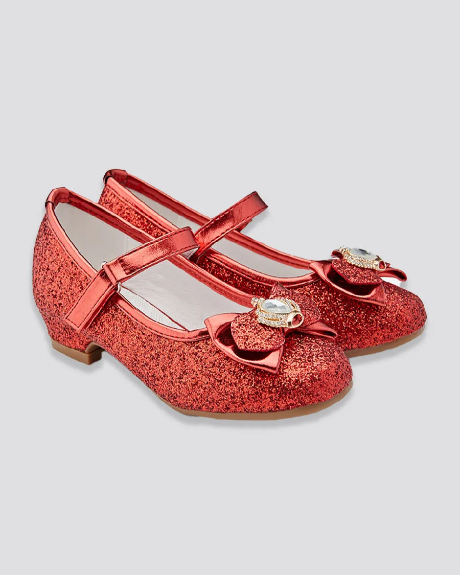 Girls Crown Glitter Mary Jane Dress Shoes