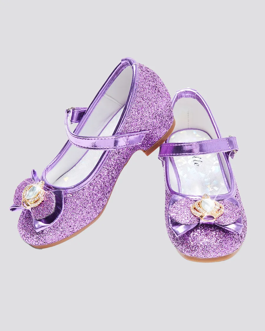Girls Crown Glitter Mary Jane Dress Shoes