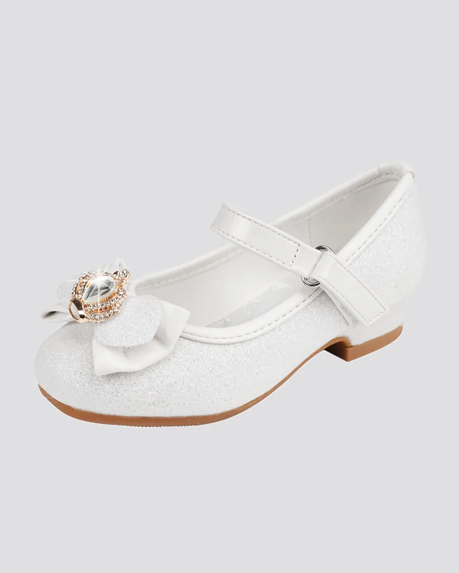 Girls Crown Glitter Mary Jane Dress Shoes