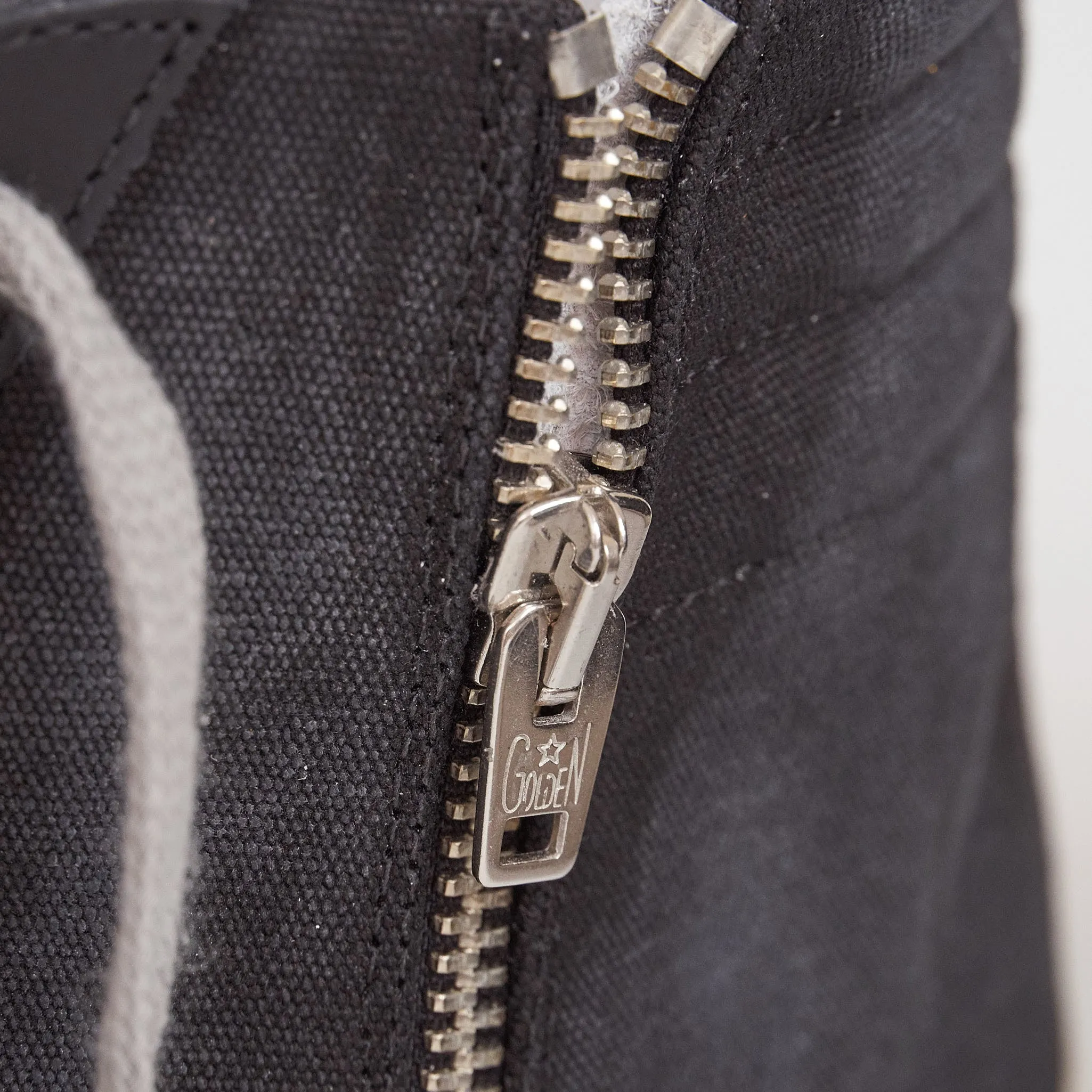 Golden Goose High Black Canvas Silver Slide Sneakers
