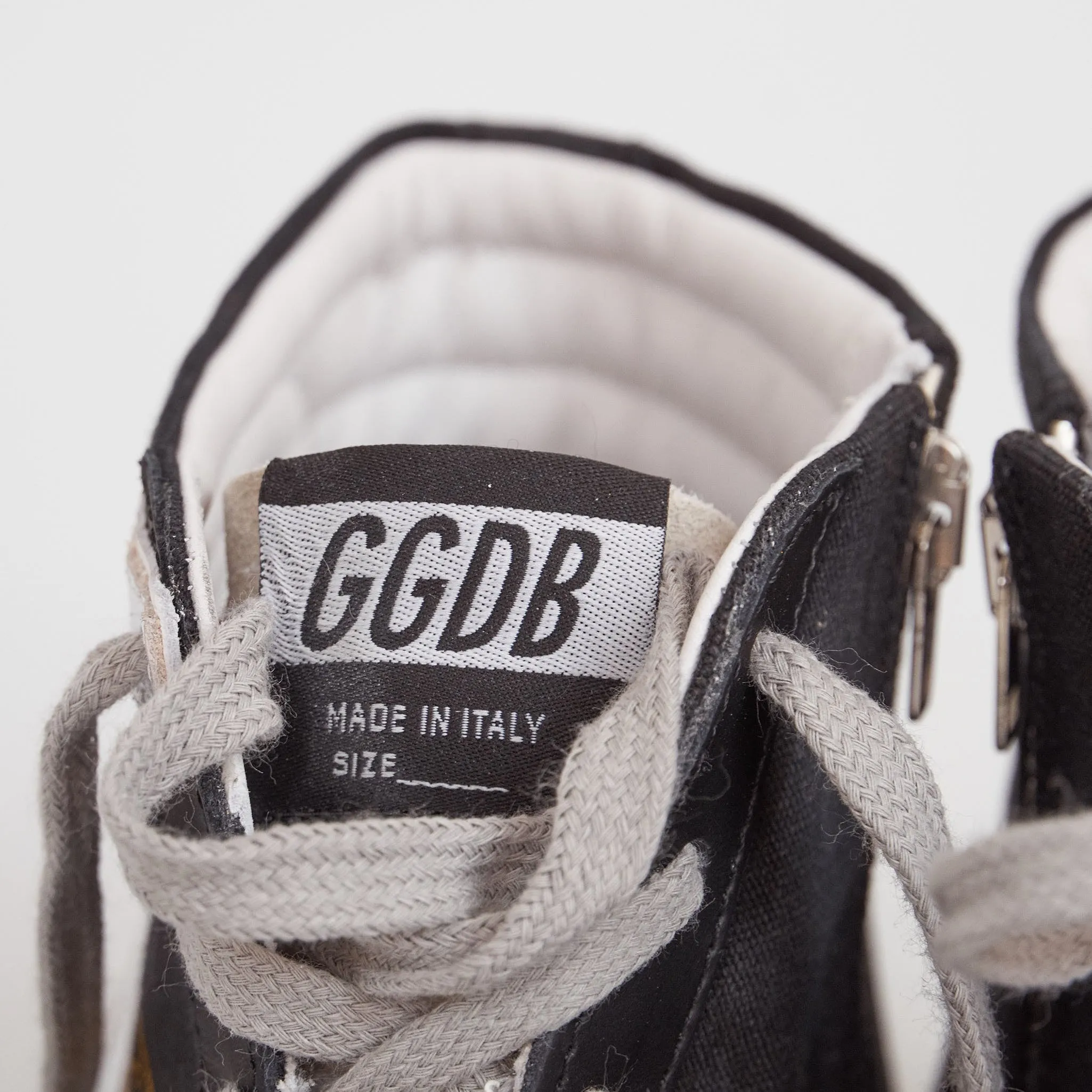 Golden Goose High Black Canvas Silver Slide Sneakers