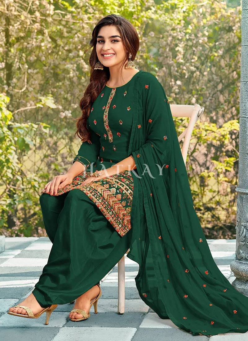 Green Sequence Embroidered Patiala Suit