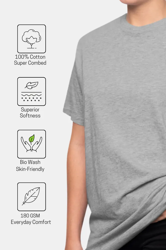 Grey Melange Lightweight Oversized T-shirt for women