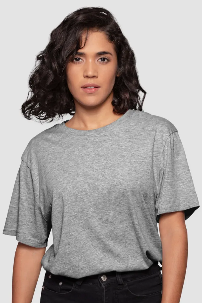 Grey Melange Lightweight Oversized T-shirt for women