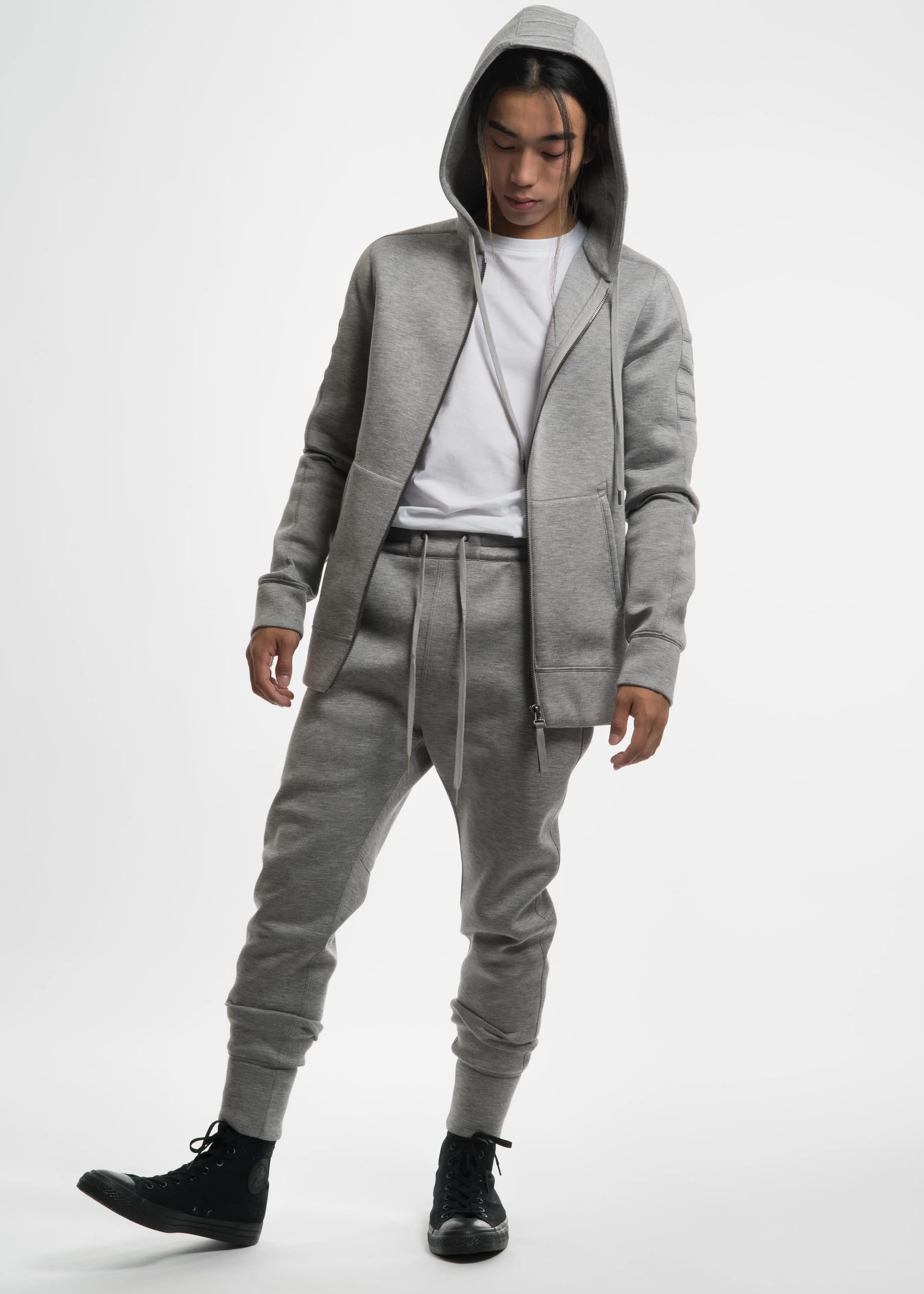 Heather Grey Curved Leg Track Pant