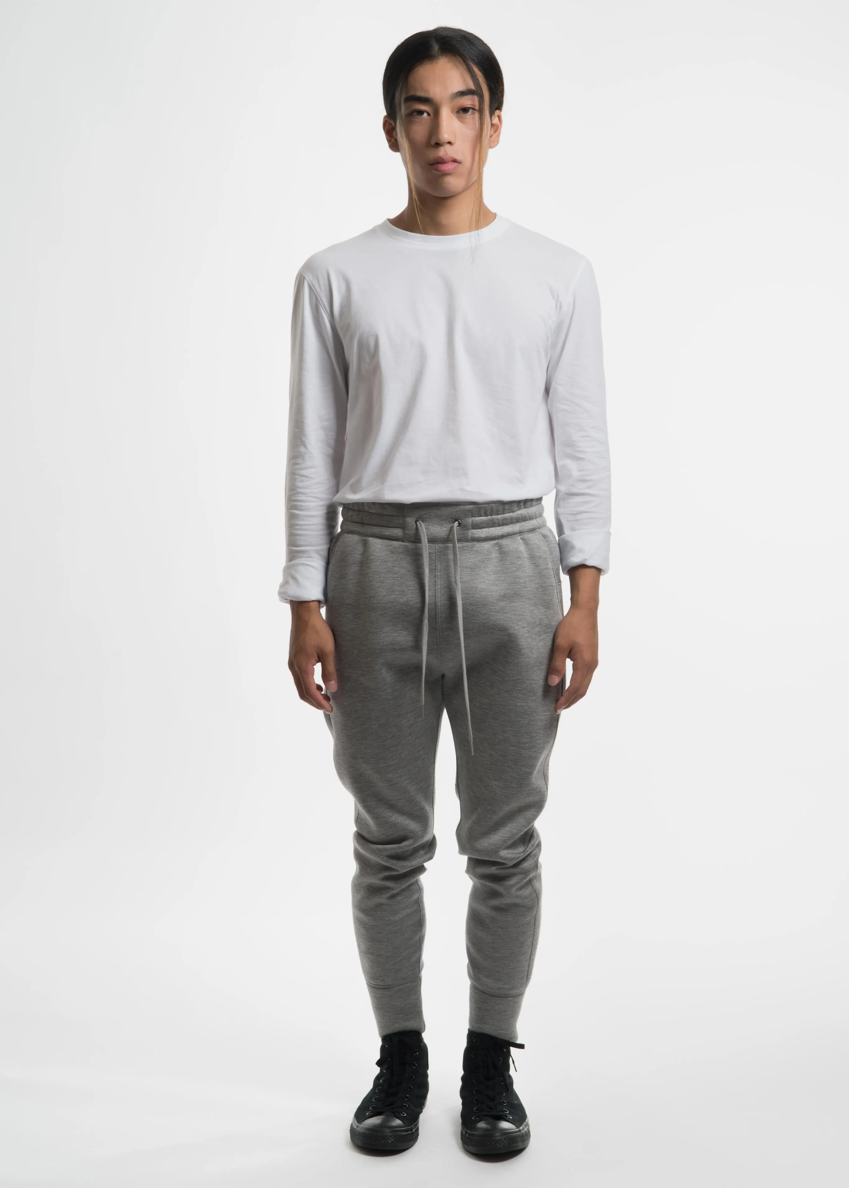 Heather Grey Curved Leg Track Pant
