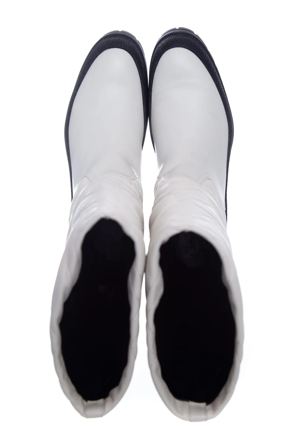 Hermès Ivory Quilted Fuji Leather Rain Boots SZ 39