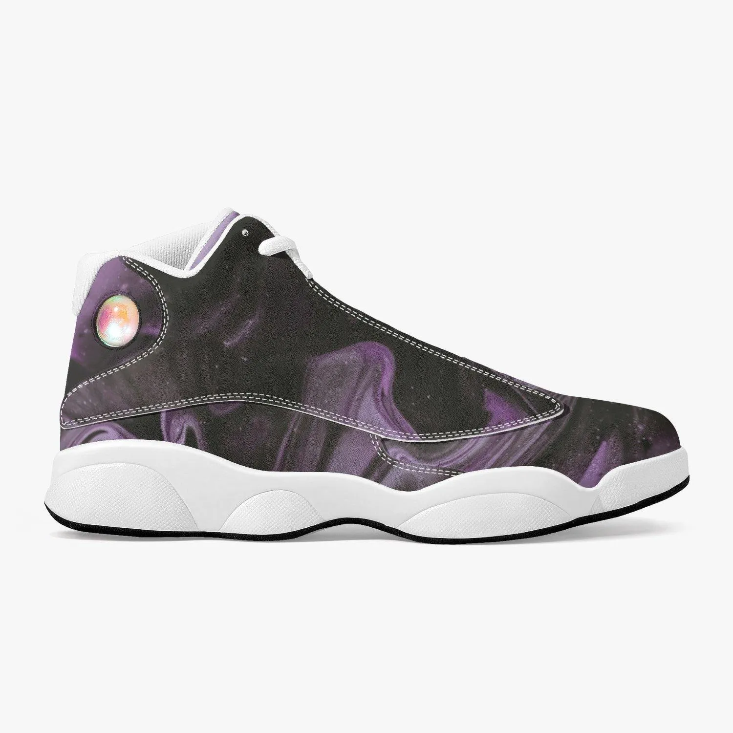 High-Top Leather Basketball Sneakers - White