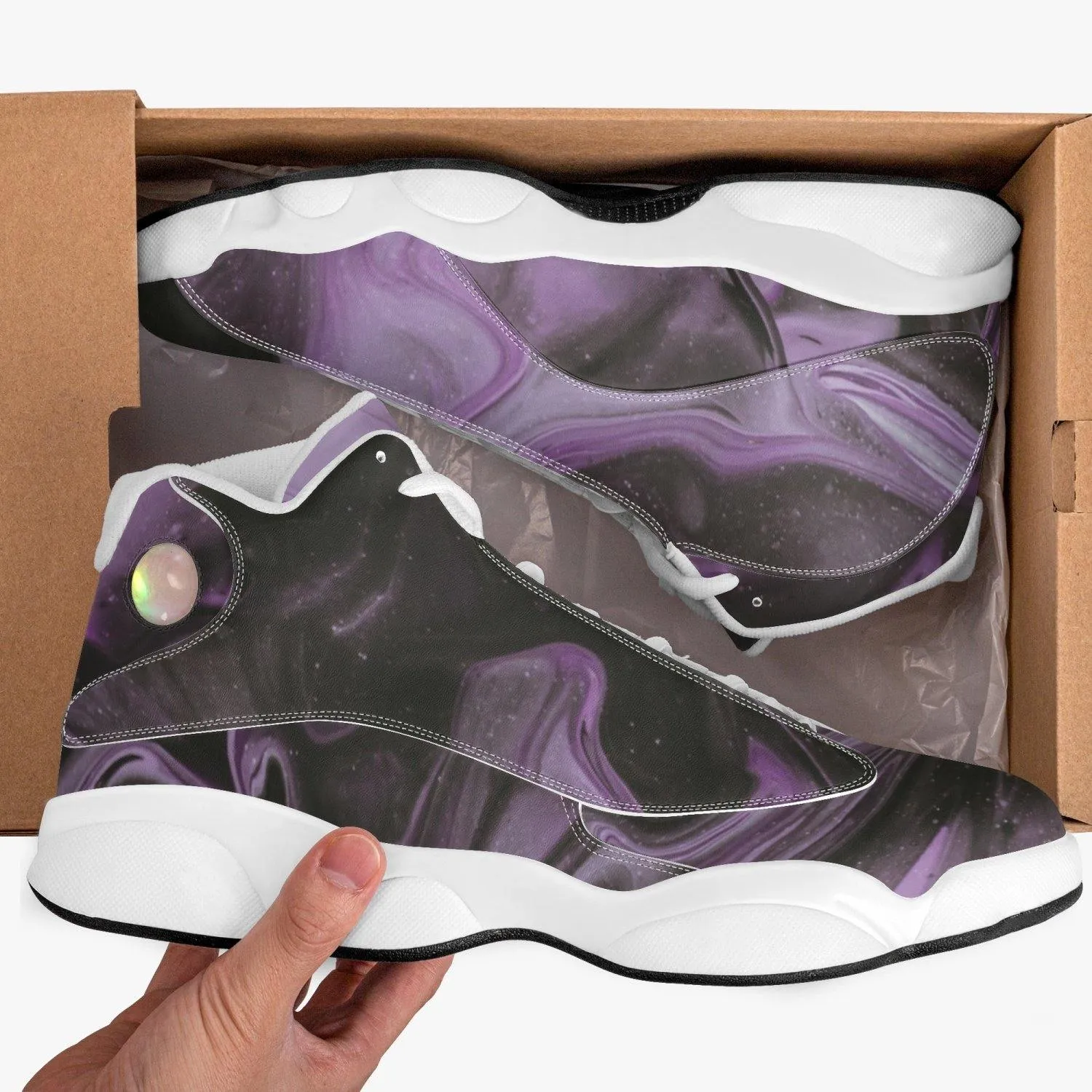 High-Top Leather Basketball Sneakers - White