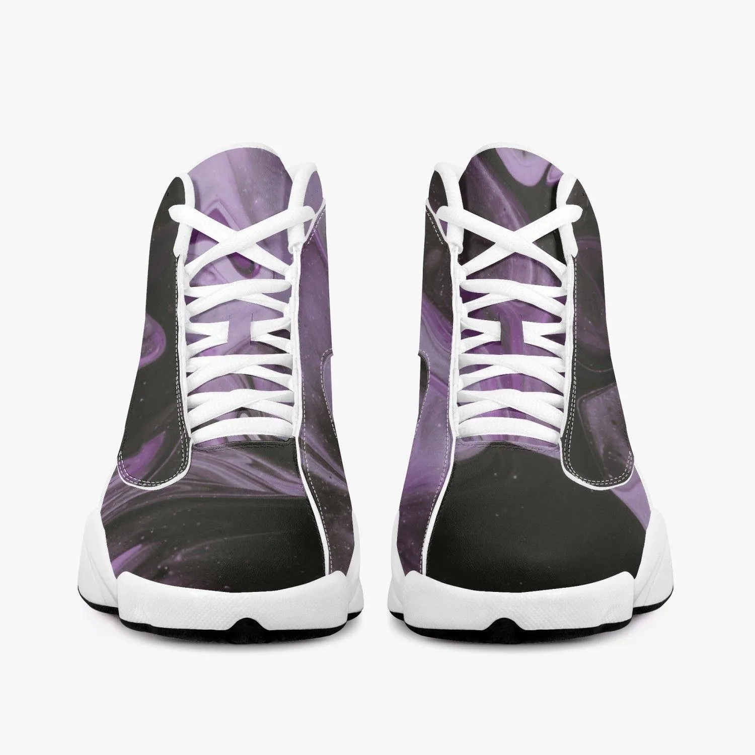 High-Top Leather Basketball Sneakers - White
