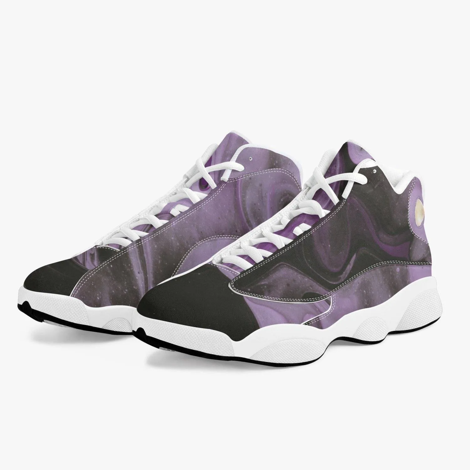 High-Top Leather Basketball Sneakers - White