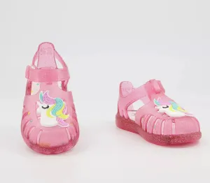 Igor Tobby Fuchsia Pink Clear Glitter Unicorn Jelly Sandals