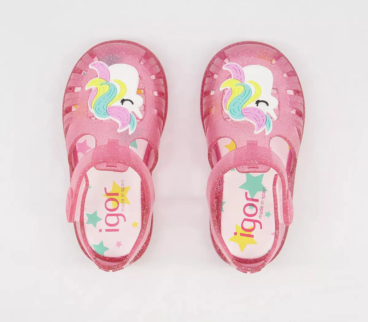 Igor Tobby Fuchsia Pink Clear Glitter Unicorn Jelly Sandals