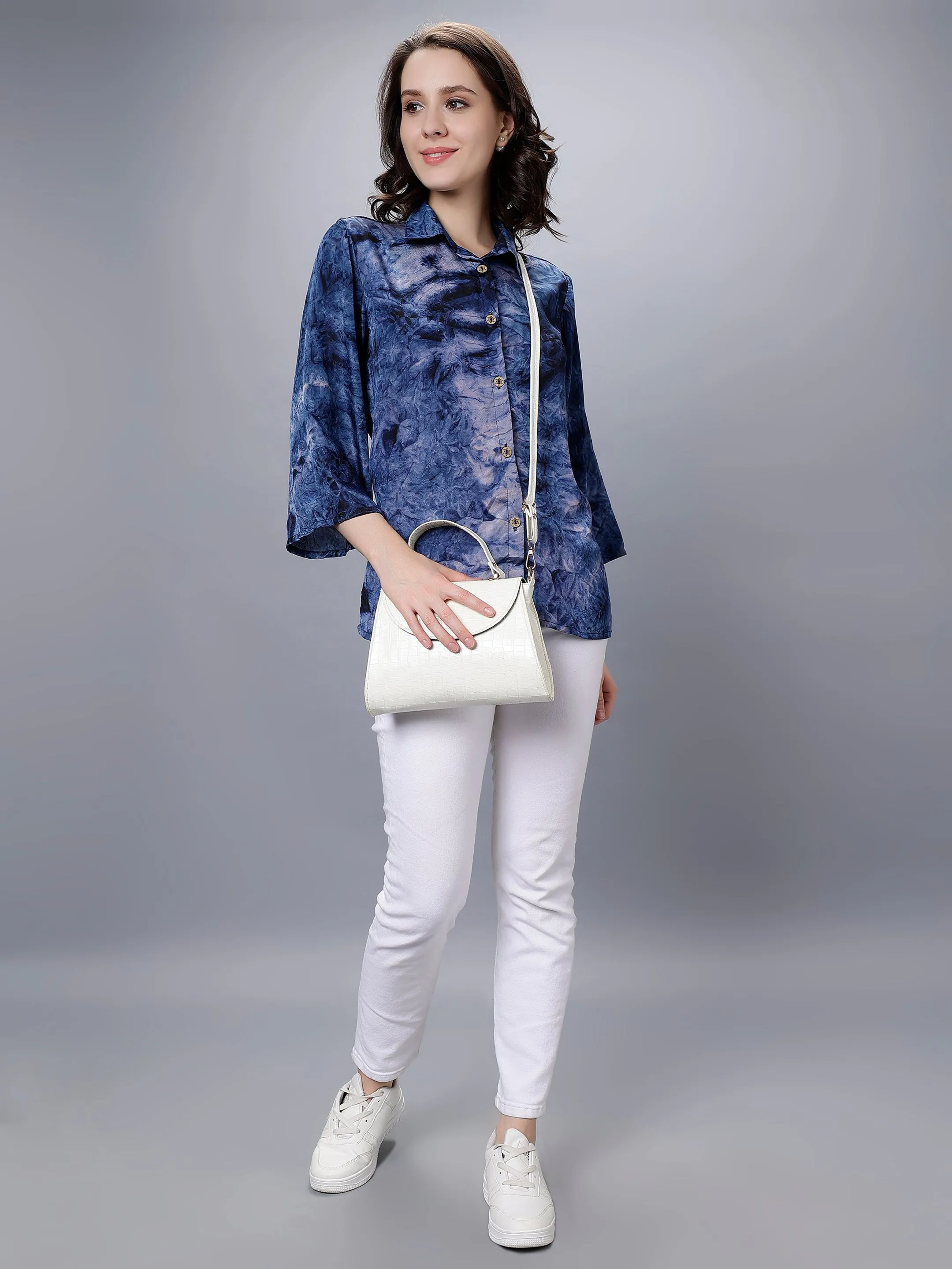 Indigo Blue Tie-Dye Printed Shirt