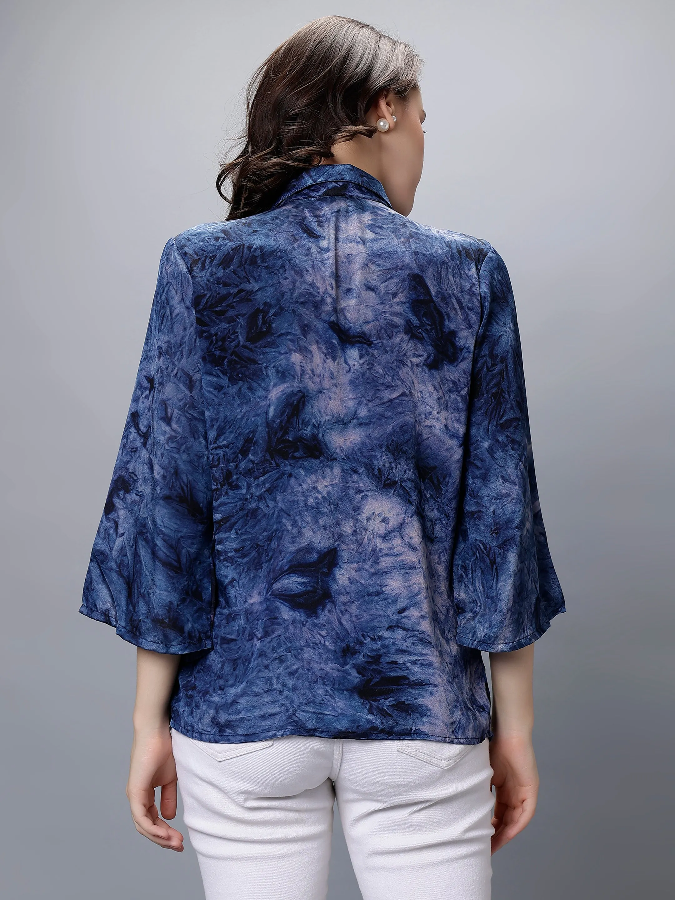 Indigo Blue Tie-Dye Printed Shirt