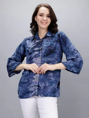 Indigo Blue Tie-Dye Printed Shirt