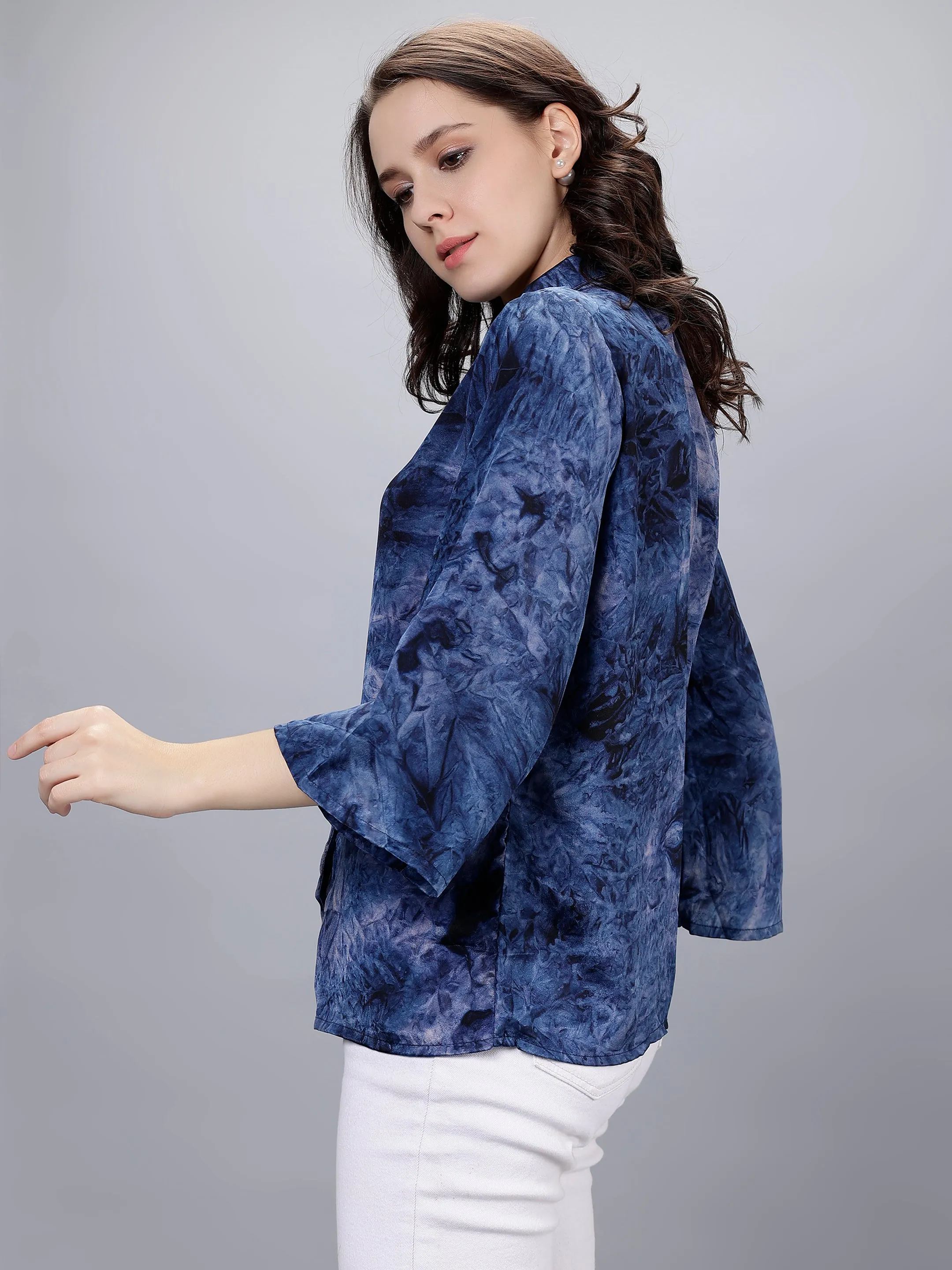 Indigo Blue Tie-Dye Printed Shirt