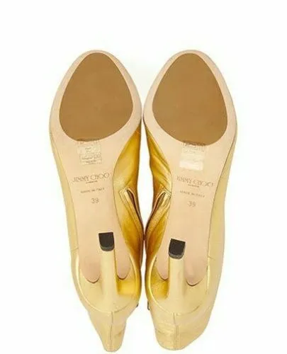 JIMMY CHOO 'DAIZE' HEELED METALLIC GOLD ANKLE BOOTS shoes Size 39 UK 6 US 9 ladies