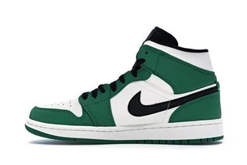 Jordan Mens Air 1 Mid SE Leather Synthetic Pine Green Sail Black Trainers 10.5 US