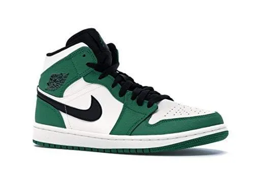 Jordan Mens Air 1 Mid SE Leather Synthetic Pine Green Sail Black Trainers 10.5 US