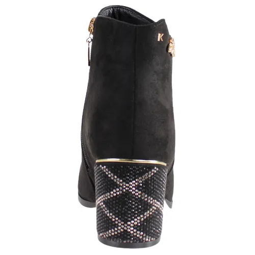 Kate Appleby Ladies Block Heeled Ankle Boots - Leyburn - Black Suede