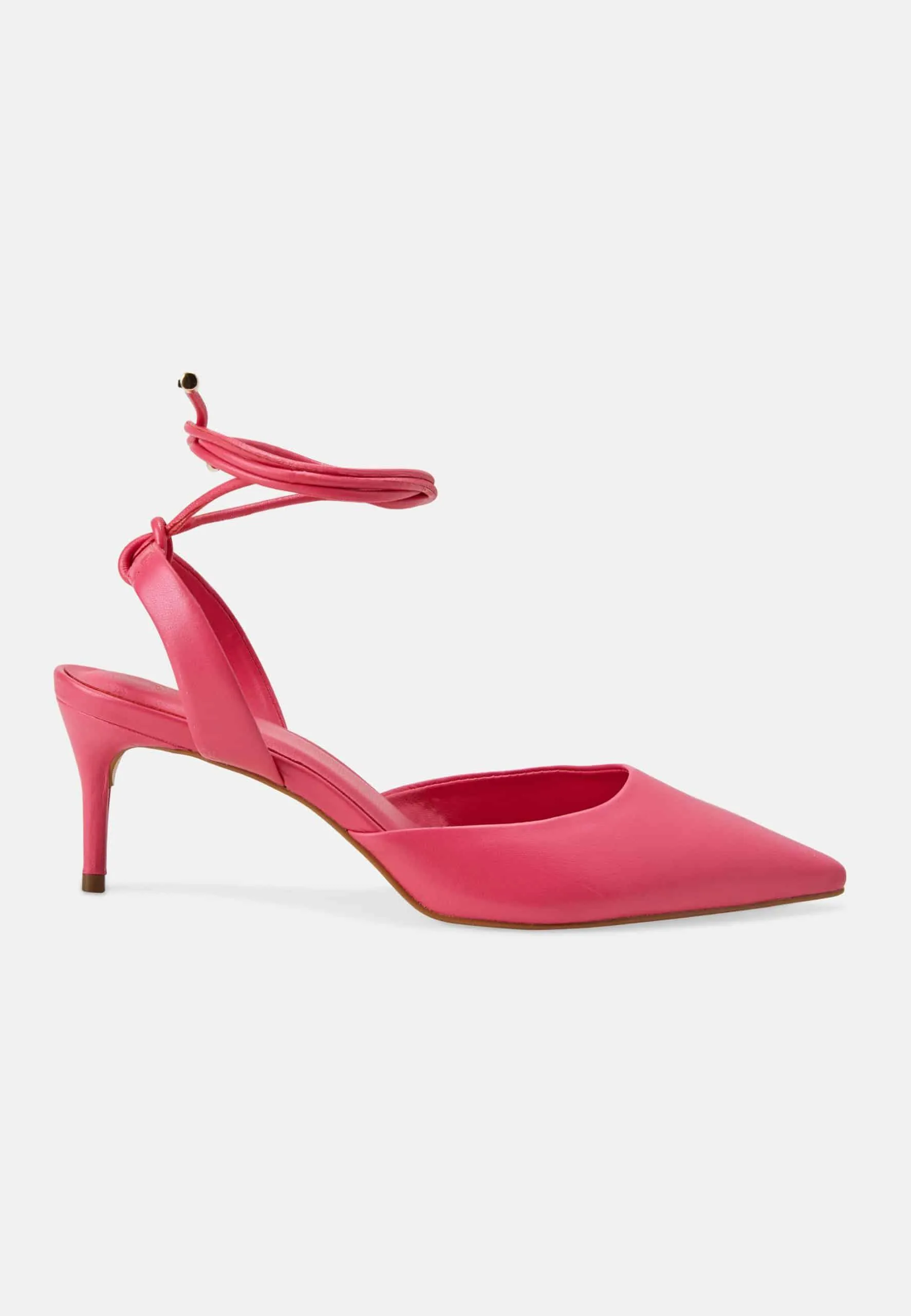Ladies Brown Pointed Toe Slingback High Heel Sandals