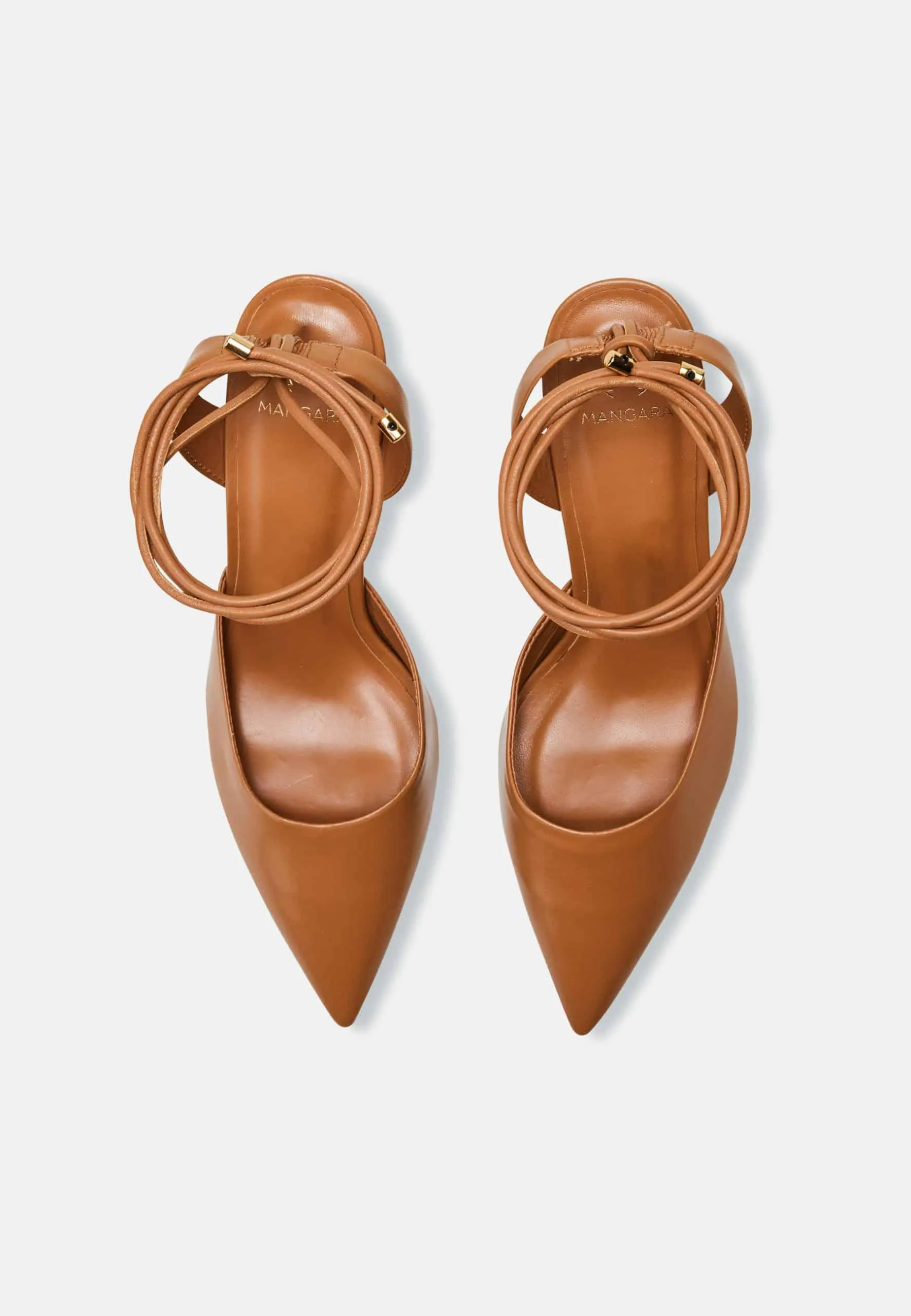 Ladies Brown Pointed Toe Slingback High Heel Sandals