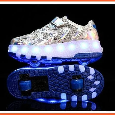 Led Light Up Shoes Roller Sneakers For Children With Double Wheels