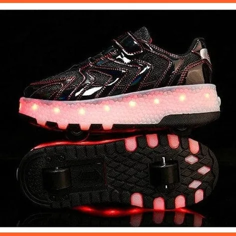 Led Light Up Shoes Roller Sneakers For Children With Double Wheels