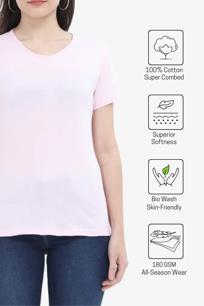 Light Pink Scoop Neck T-shirt for women