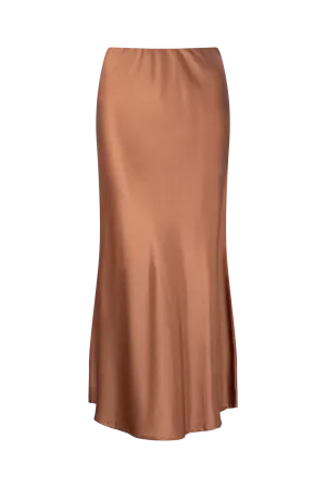 LIGHTNESS OF BEING SILK BIAS SKIRT- Mocha