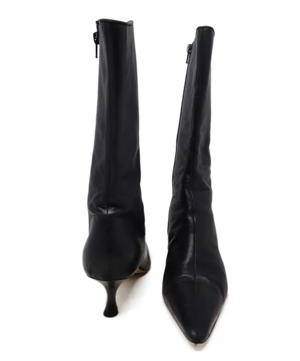 Manolo Blahnik Black Leather Booties sz 10