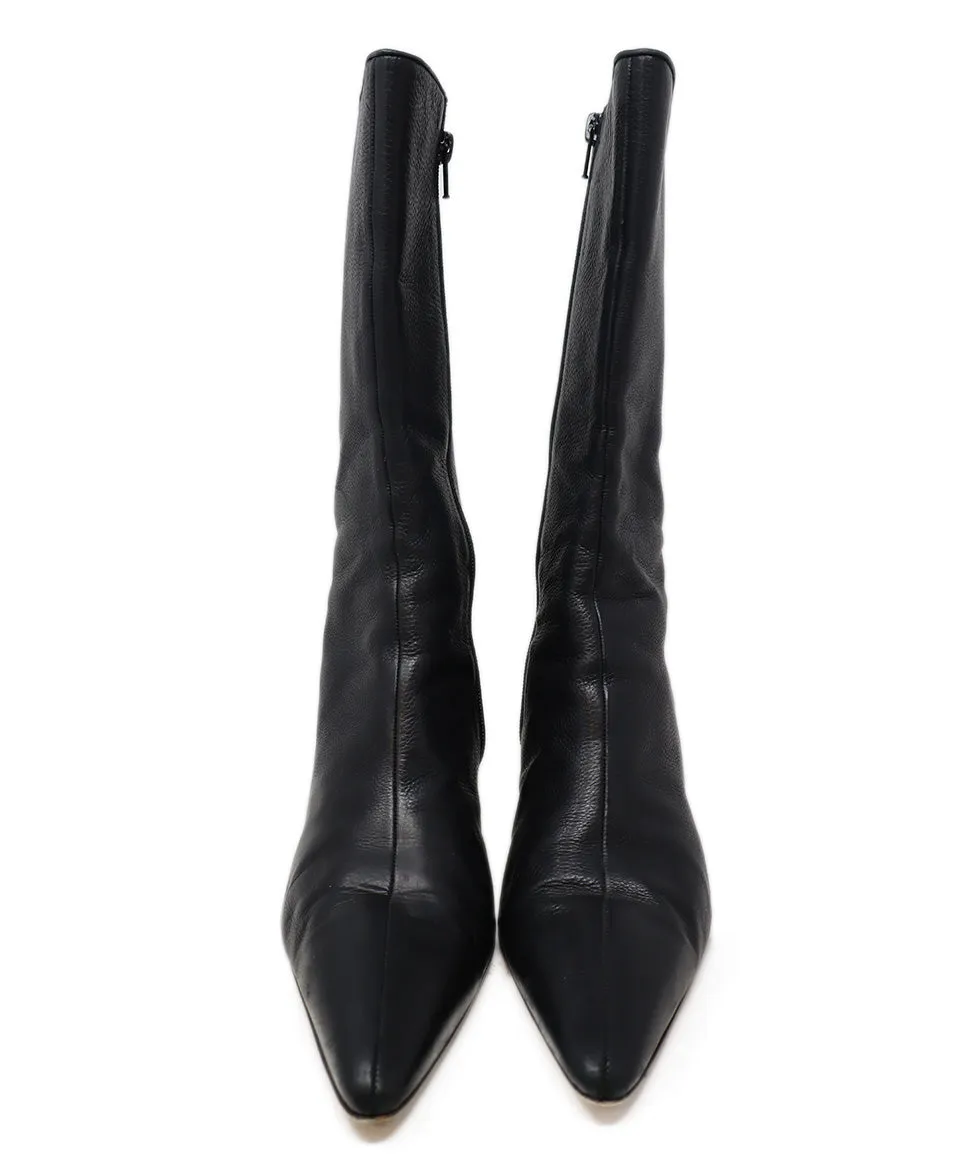 Manolo Blahnik Black Leather Booties sz 10