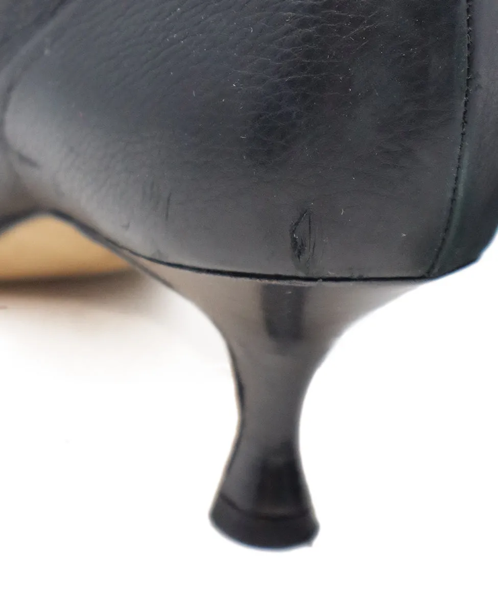Manolo Blahnik Black Leather Booties sz 10