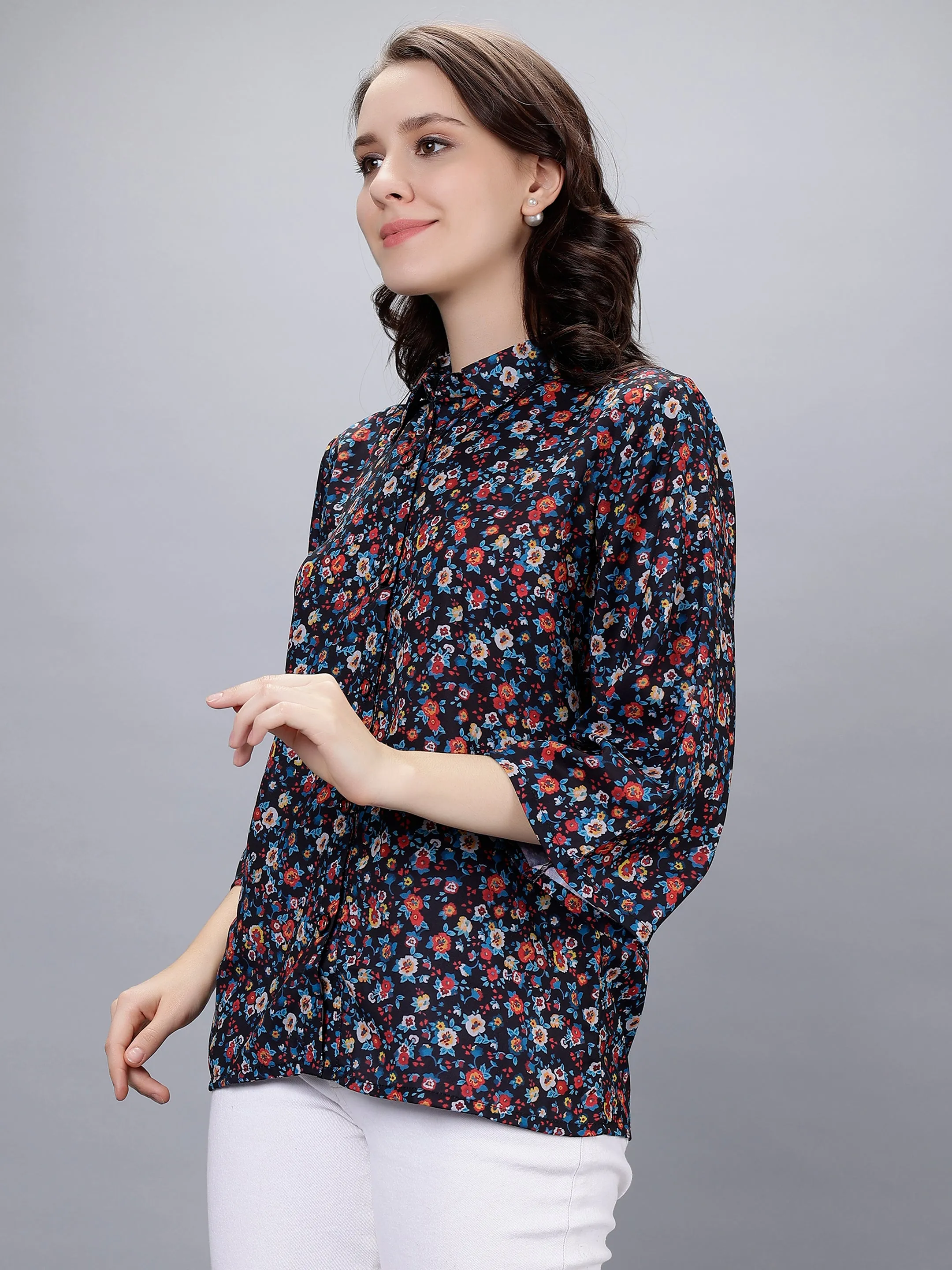 Marvelous Multi Floral Printed Shirt Top