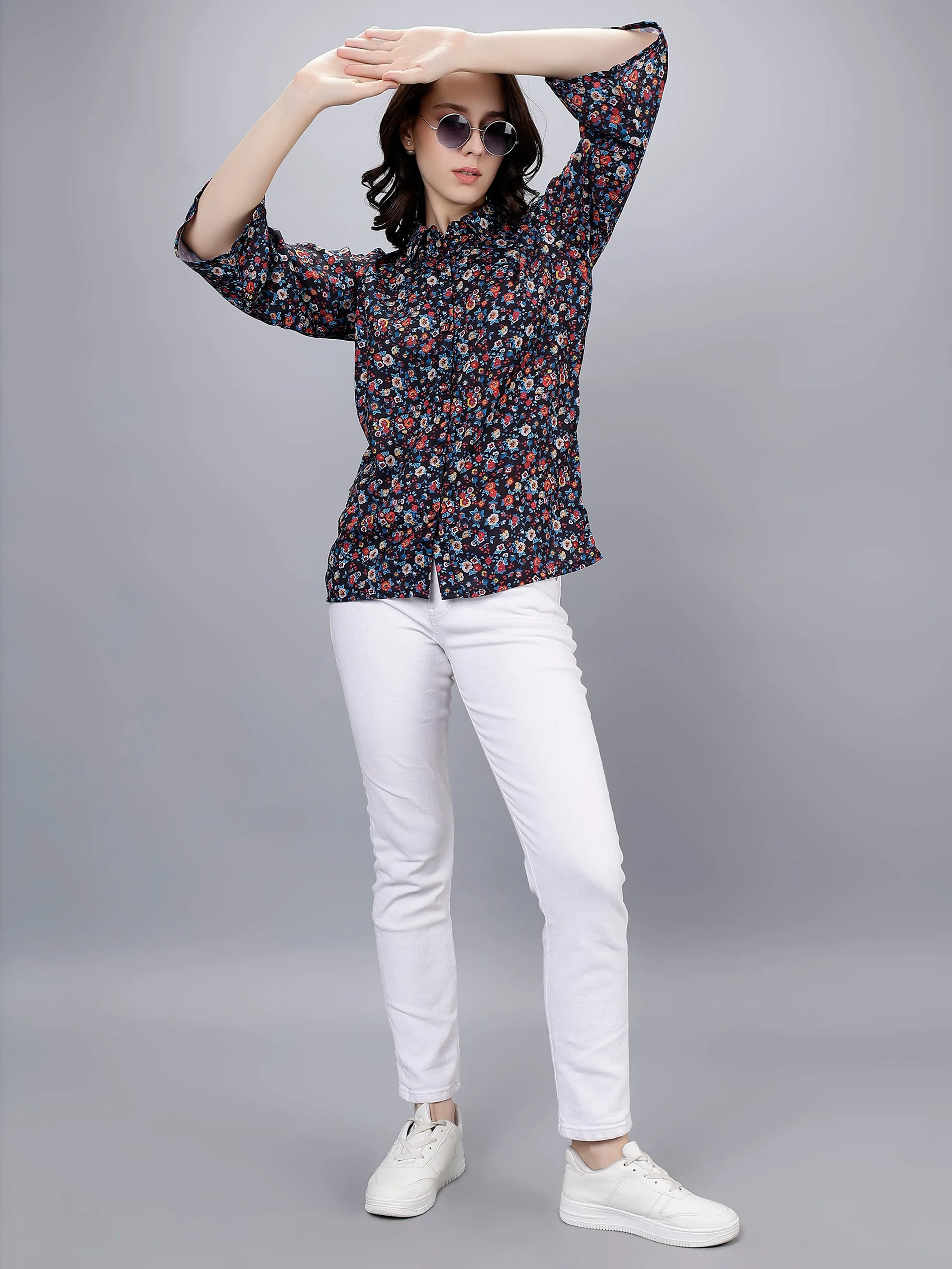 Marvelous Multi Floral Printed Shirt Top