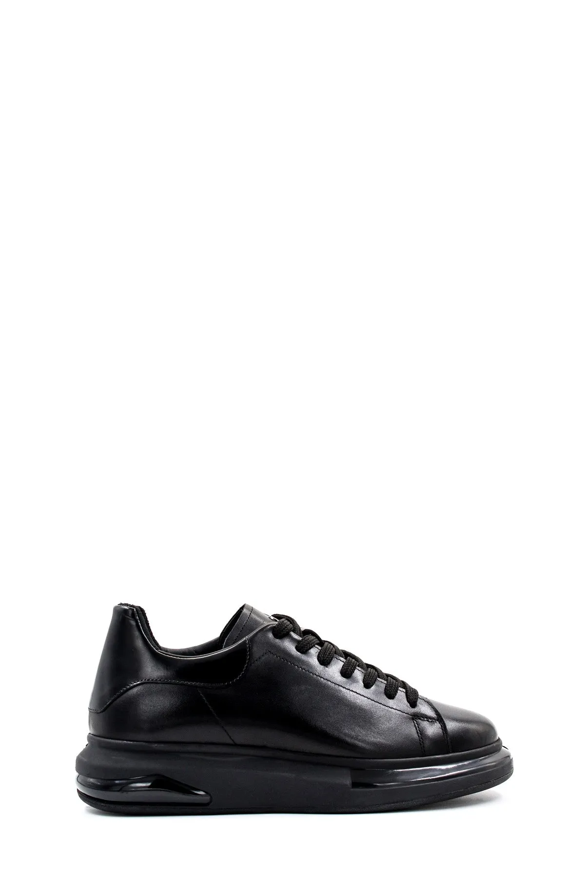 Men's Black Leather Sneakers with Cushioned Sole and Sleek Design - Wessi
