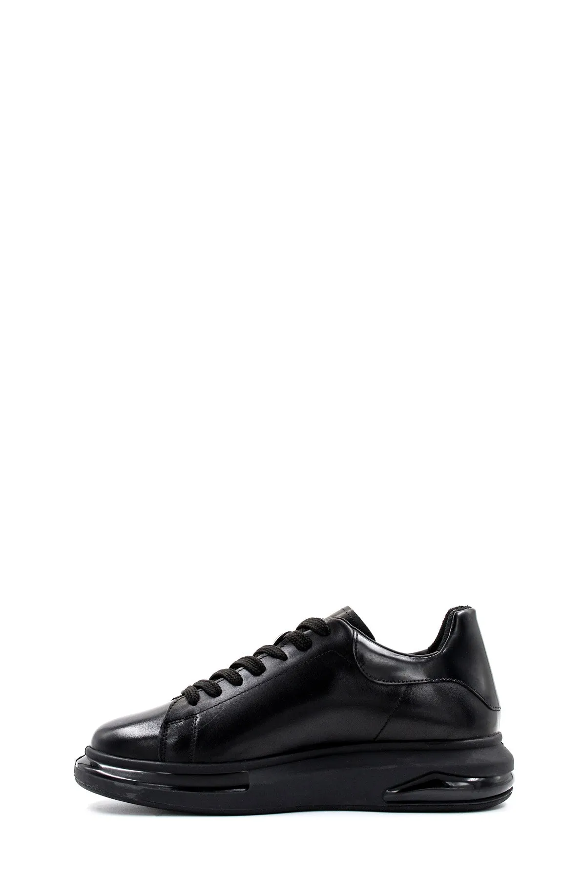 Men's Black Leather Sneakers with Cushioned Sole and Sleek Design - Wessi