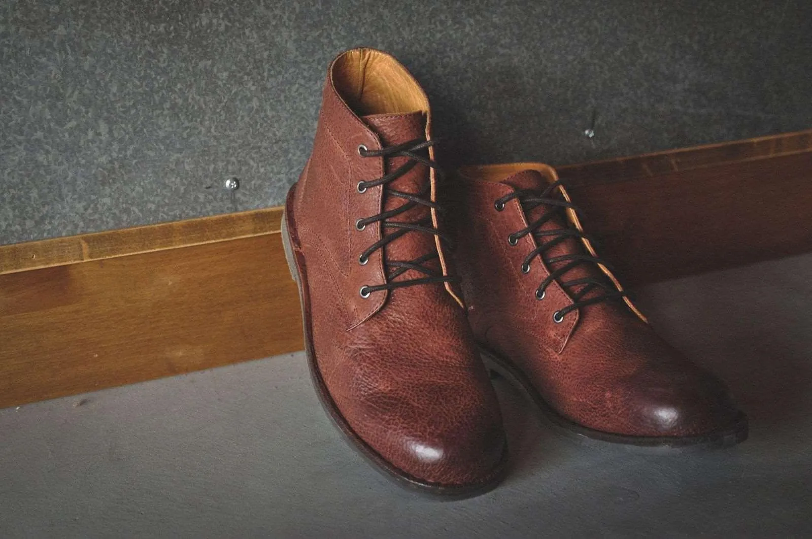 Men's Burnished Suede & Oxblood Leather Boots