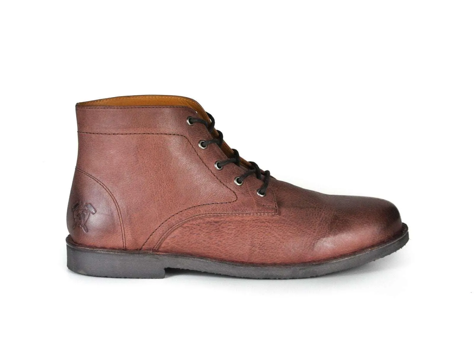 Men's Burnished Suede & Oxblood Leather Boots