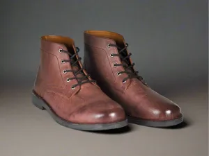 Men's Burnished Suede & Oxblood Leather Boots