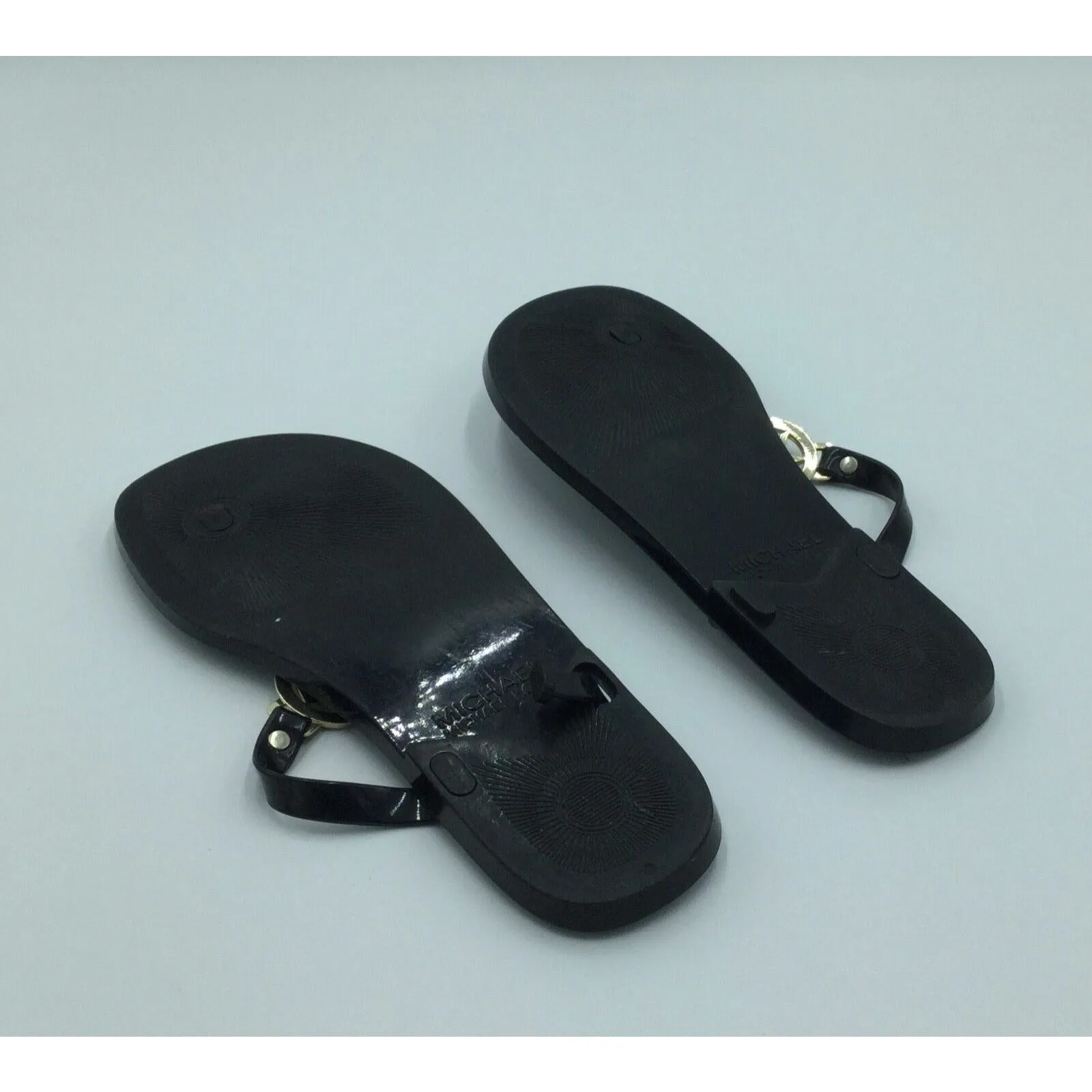 Michael Kors Women's MK Charm Jelly Cork Thong Sandals Size 8 black