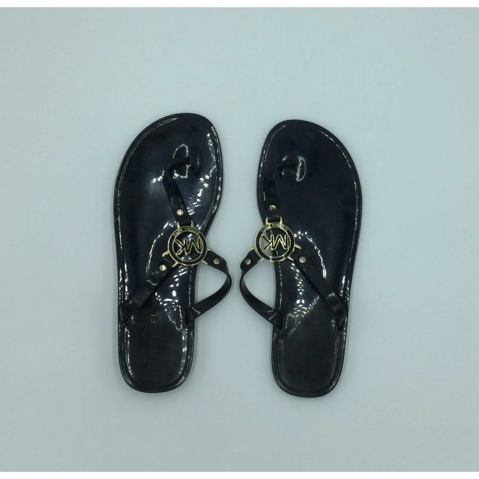 Michael Kors Women's MK Charm Jelly Cork Thong Sandals Size 8 black