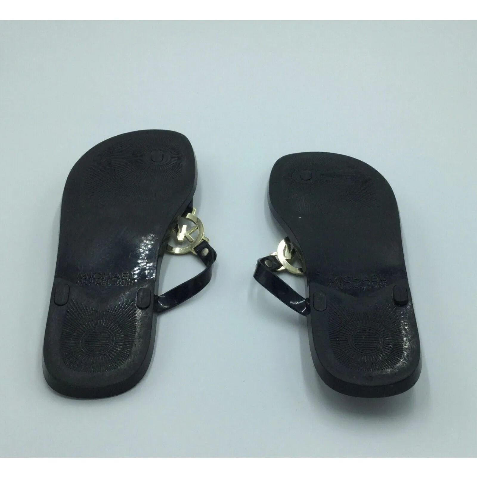 Michael Kors Women's MK Charm Jelly Cork Thong Sandals Size 8 black