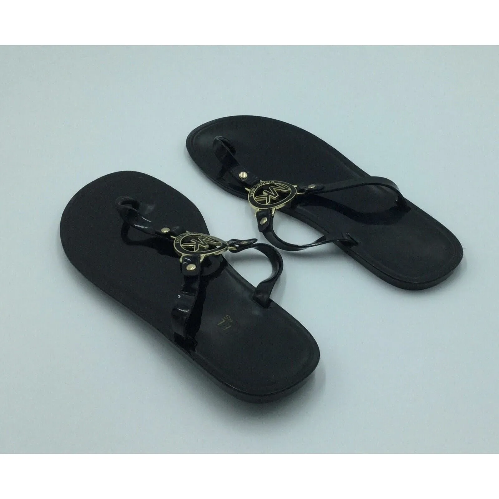 Michael Kors Women's MK Charm Jelly Cork Thong Sandals Size 8 black