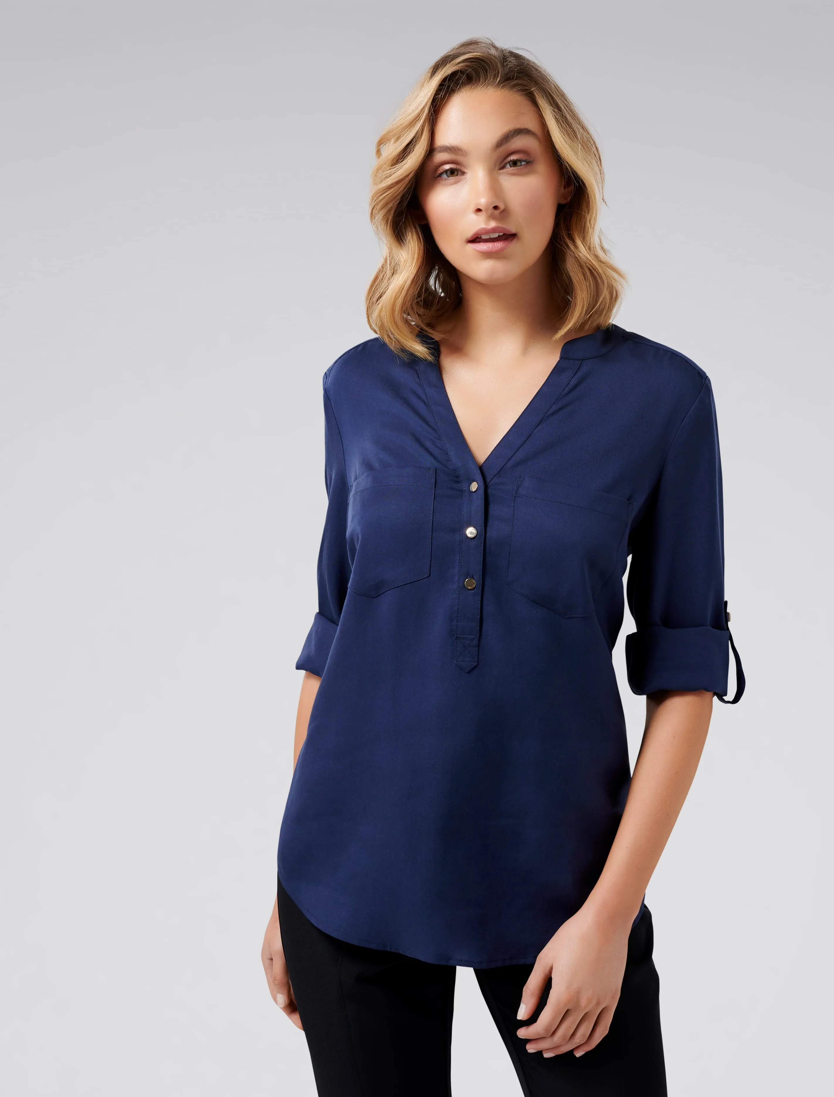 Mika Popover Roll Sleeve Shirt