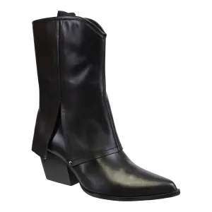 NAKED FEET - CURIO in BLACK Heeled Mid Shaft Boots