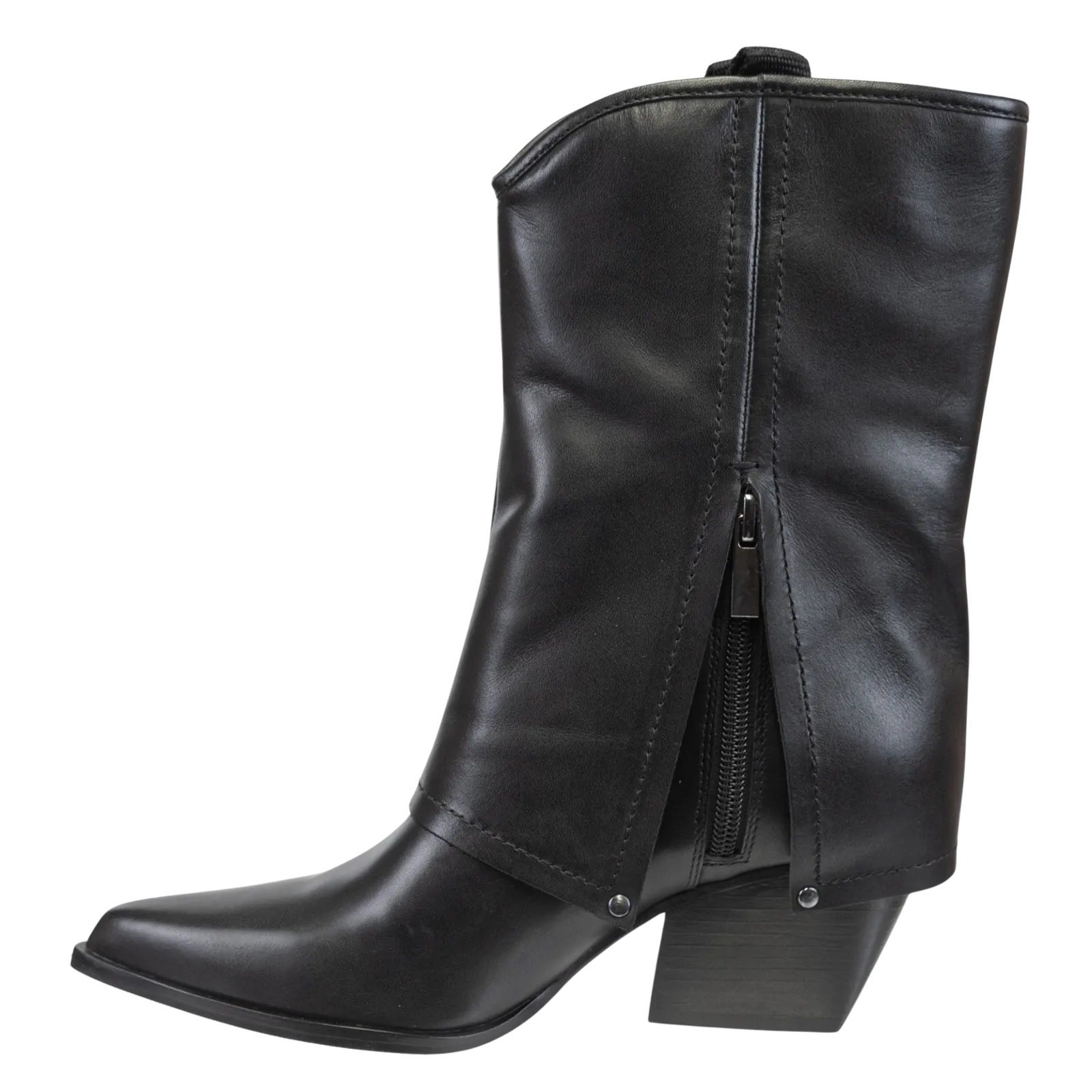 NAKED FEET - CURIO in BLACK Heeled Mid Shaft Boots