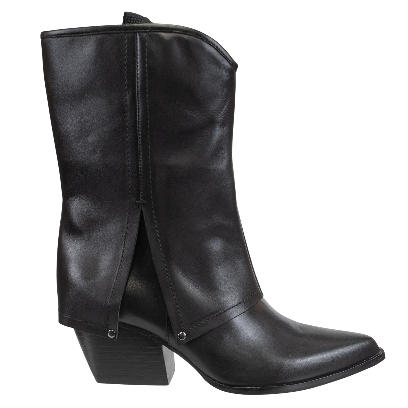 NAKED FEET - CURIO in BLACK Heeled Mid Shaft Boots