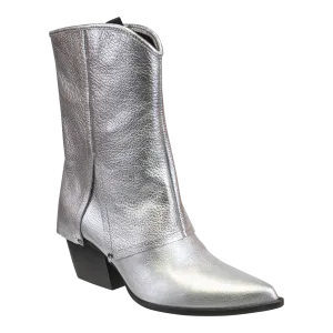 NAKED FEET - CURIO in SILVER Heeled Mid Shaft Boots